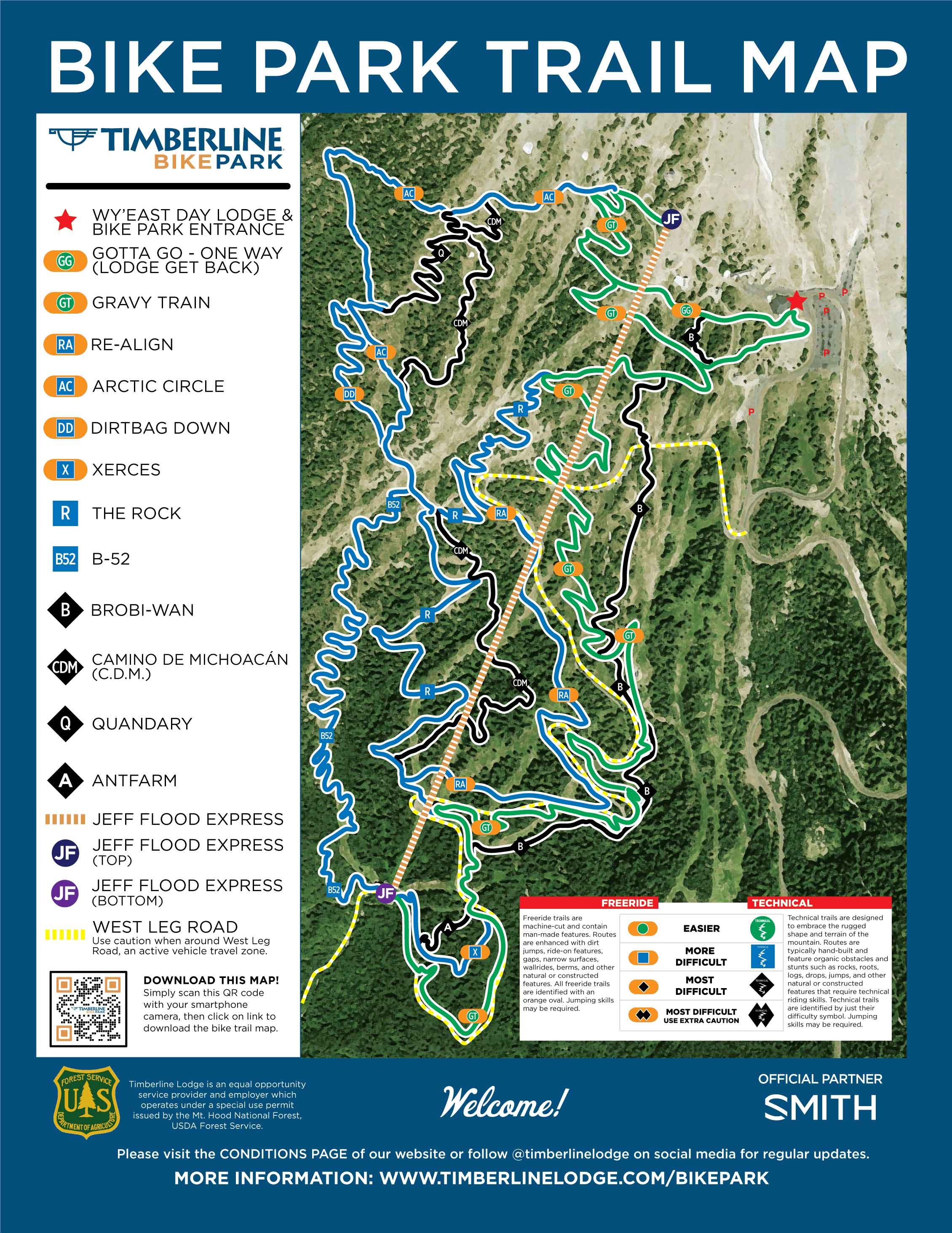 TIMBERLINE BIKE PARK TRAIL MAP