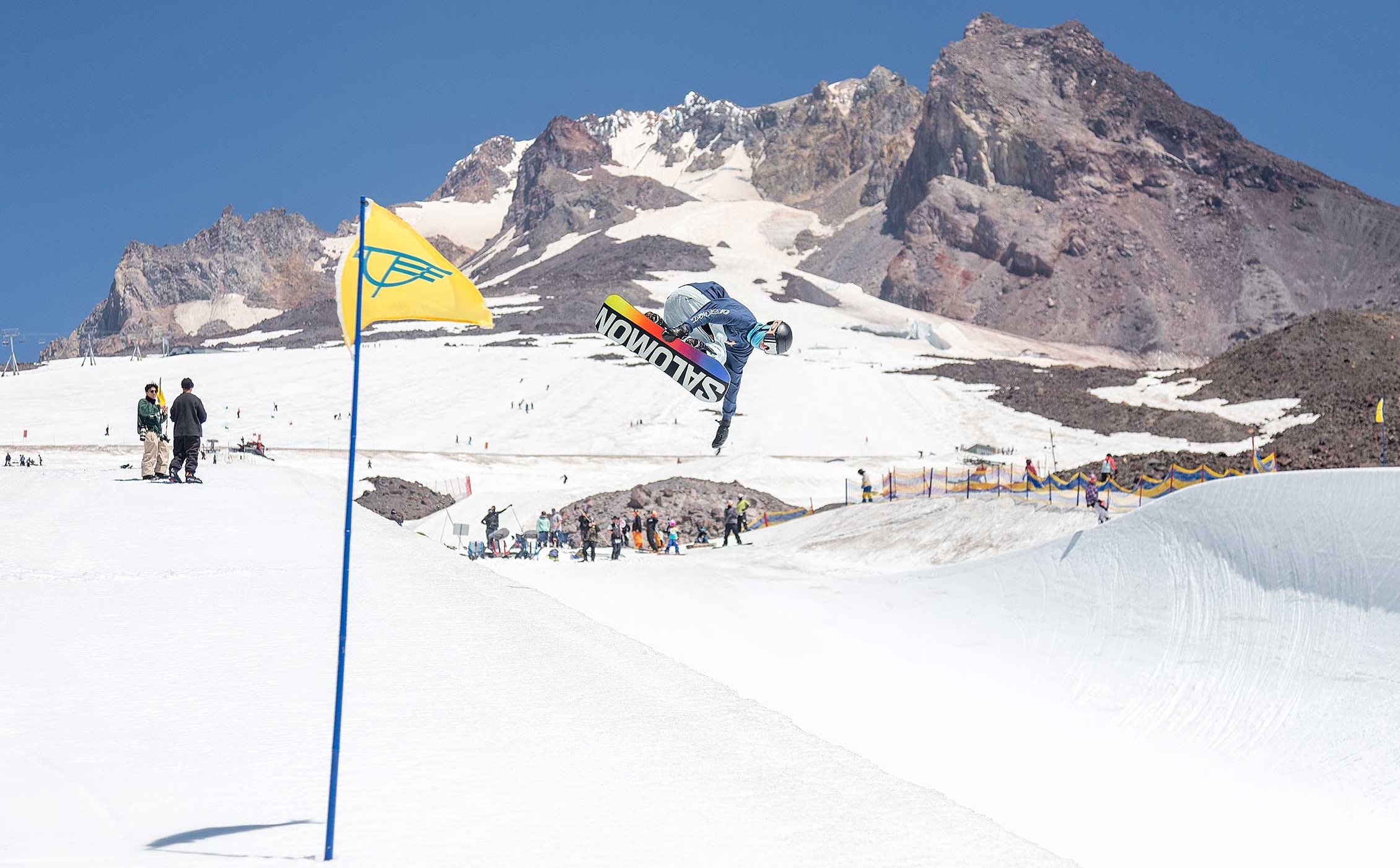 SNOWBOARDER IN THE HALF PIPE AT THE TIMBERLINE FREESTYLE TRAINING CENTER