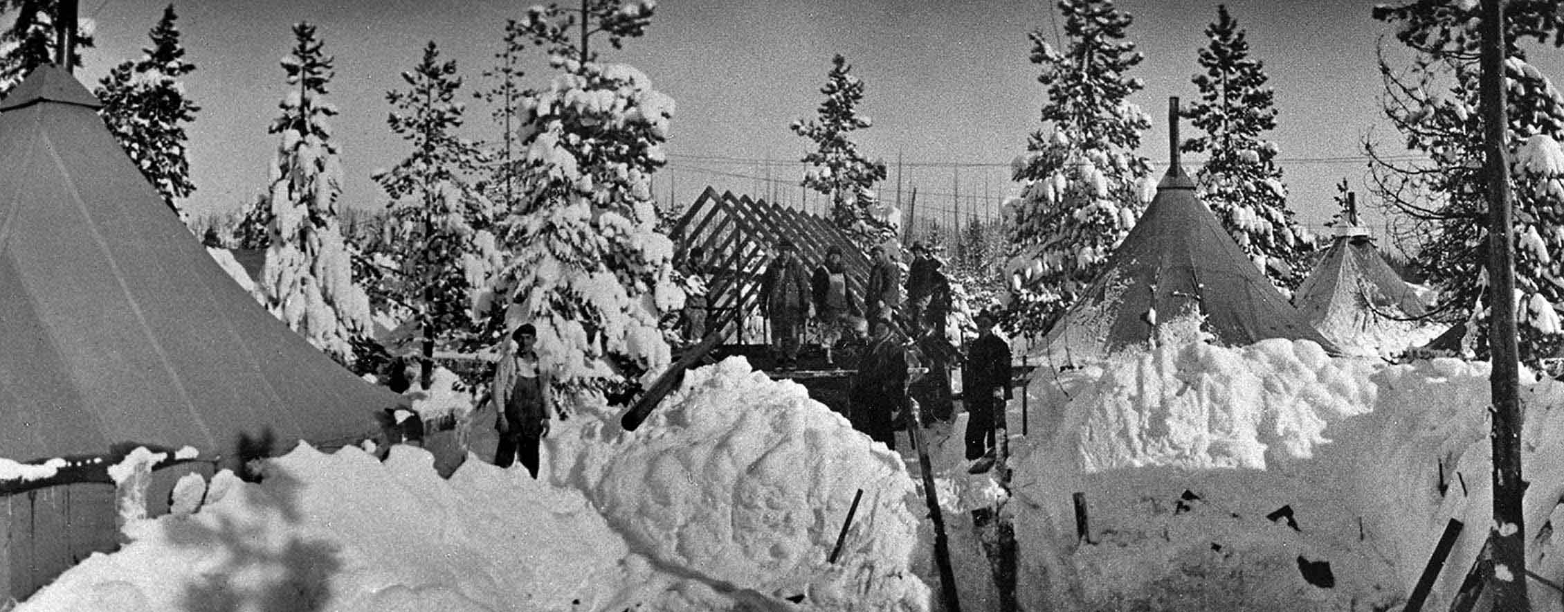 Civilian Conservation Corps camp set up in Government Camp in 1936 to accommodate workers building Timberline Lodge