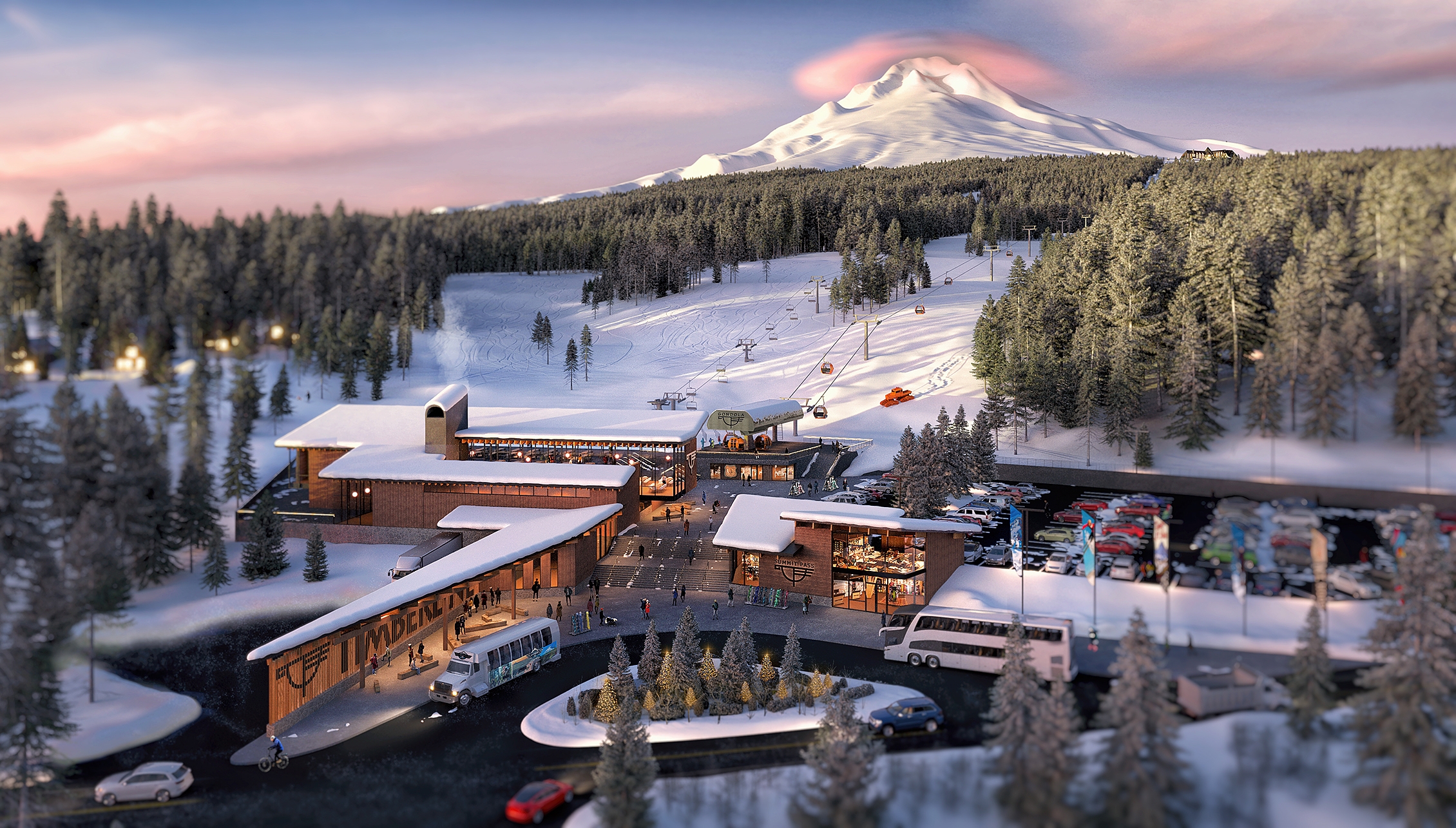 TIMBERLINE MASTER PLAN FOR UPDATED SUMMIT PASS LODGE RENDERING