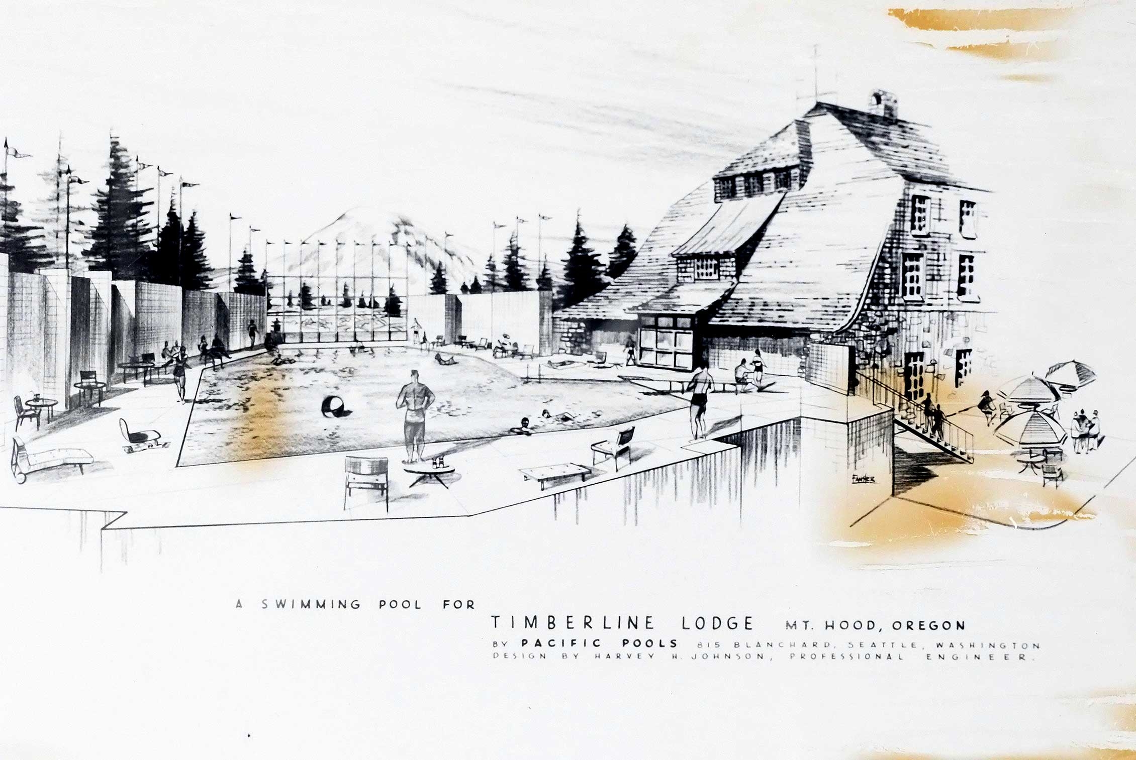 ORIGINAL 1950S RENDERING OF THE TIMBERLINE POOL