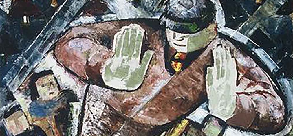 ABSTRACT OIL PAINTING OF THE SKIER