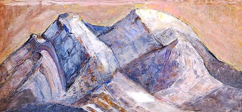 OIL PAINTING OF MOUNTAIN IN EASTERN OREGON