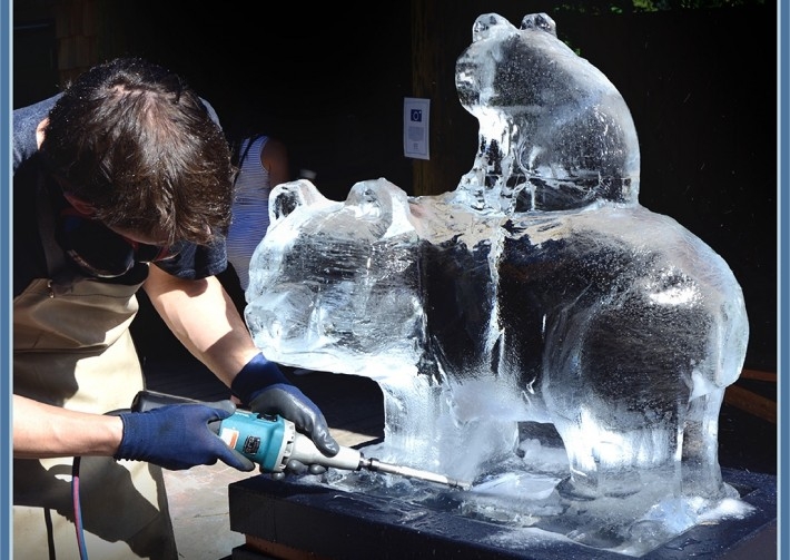 ICEOVATIONS ICE CARVING A BEAR AND CUB