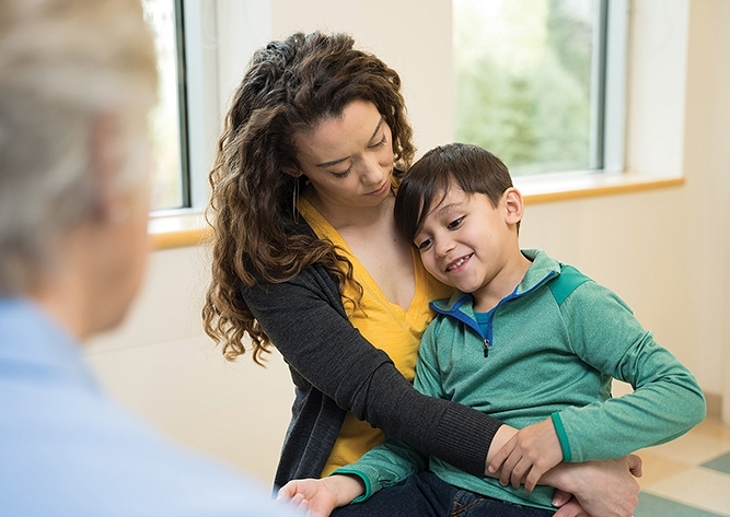 CHILD PATIENT AND MOTHER AT OHSU DOERNBECHER CHILDREN'S HOSPITAL