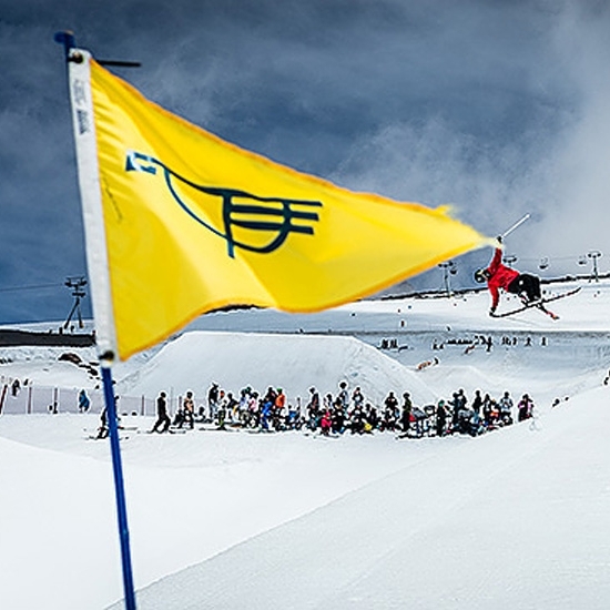 SKIER IN THE PIPE AT TIMBERLINE FREESTYLE TRAINING CENTER