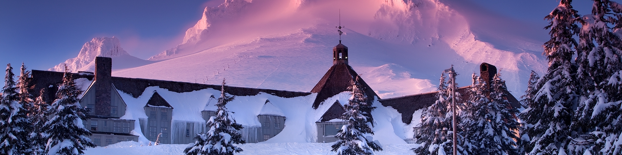 TIMBERLINE LODGE WITH MT. HOOD ALPINE GLOW